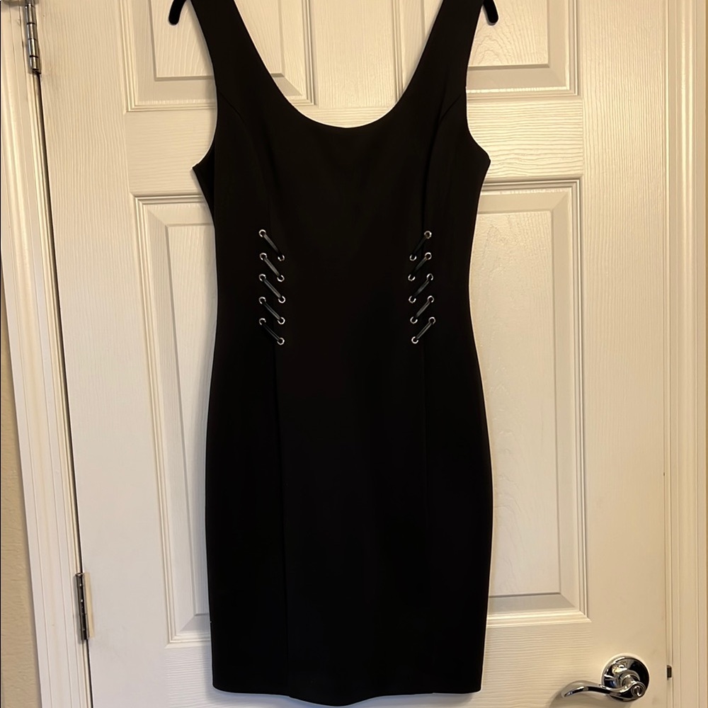 Guess Black Sheath Mini Dress Scoop Neck Sleeveless